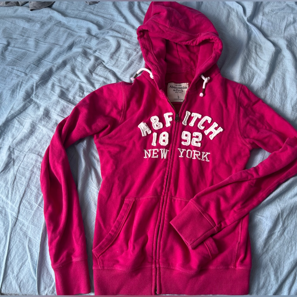 VINTAGE Abercrombie & Fitch Fuchsia Zip-Up Hoodie